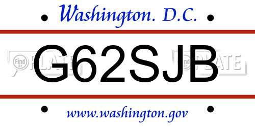 G62SJB District Of Columbia License Plate