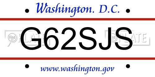 G62SJS District Of Columbia License Plate