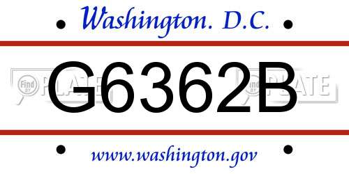 G6362B District Of Columbia License Plate