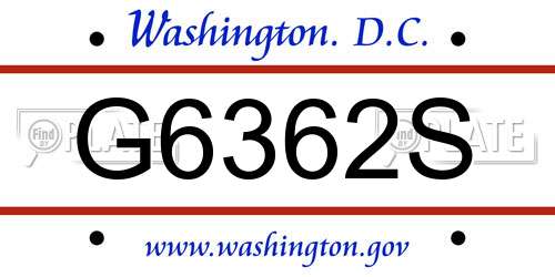 G6362S District Of Columbia License Plate