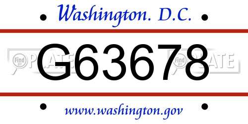 G63678 District Of Columbia License Plate