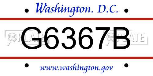 G6367B District Of Columbia License Plate