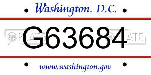 G63684 District Of Columbia License Plate