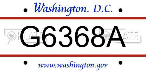 G6368A District Of Columbia License Plate
