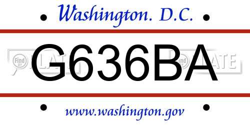 G636BA District Of Columbia License Plate