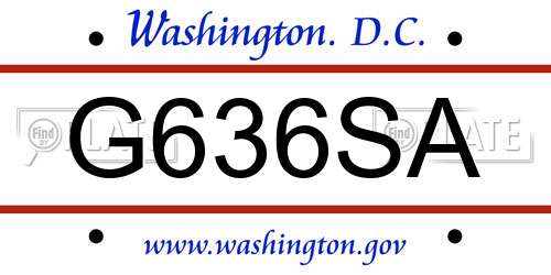G636SA District Of Columbia License Plate