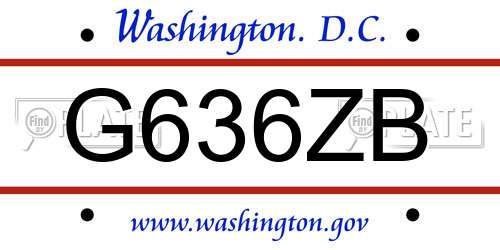 G636ZB District Of Columbia License Plate