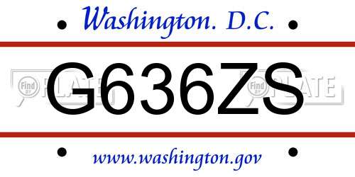 G636ZS District Of Columbia License Plate