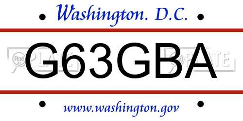 G63GBA District Of Columbia License Plate