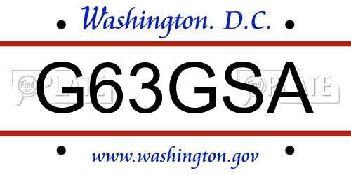 G63GSA District Of Columbia License Plate