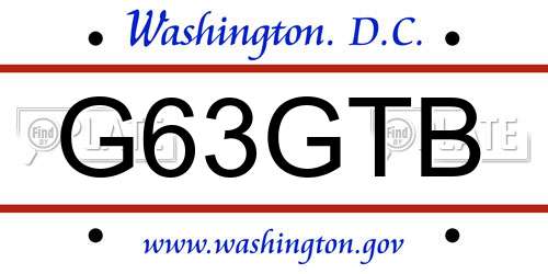 G63GTB District Of Columbia License Plate