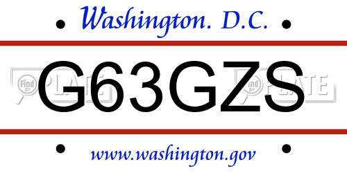 G63GZS District Of Columbia License Plate