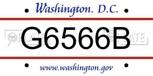 G6566B District Of Columbia License Plate