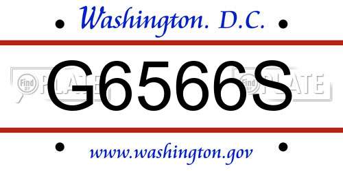 G6566S District Of Columbia License Plate