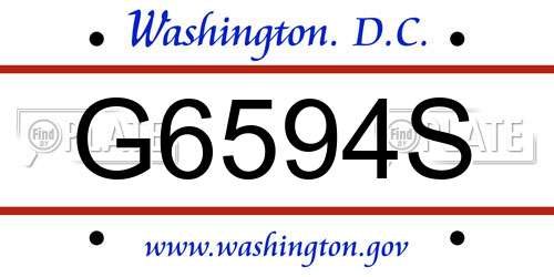G6594S District Of Columbia License Plate