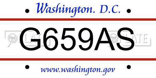 G659AS District Of Columbia License Plate