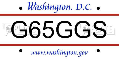G65GGS District Of Columbia License Plate