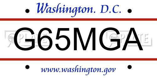 G65MGA District Of Columbia License Plate