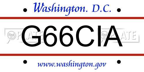 G66CIA District Of Columbia License Plate
