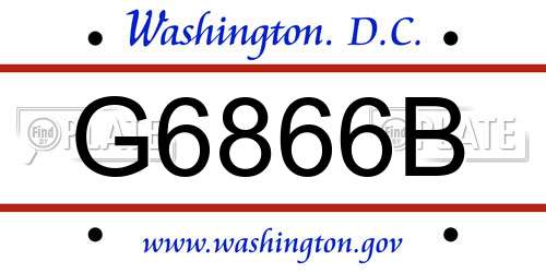G6866B District Of Columbia License Plate