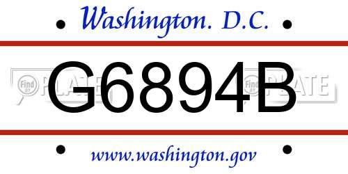 G6894B District Of Columbia License Plate