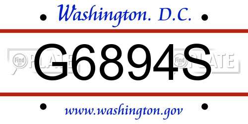 G6894S District Of Columbia License Plate