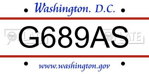 G689AS District Of Columbia License Plate