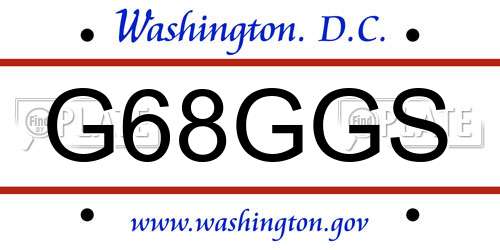 G68GGS District Of Columbia License Plate