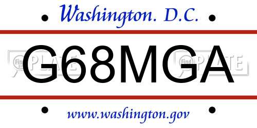 G68MGA District Of Columbia License Plate