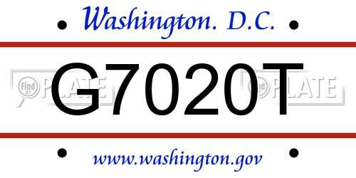 G7020T District Of Columbia License Plate