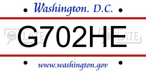 G702HE District Of Columbia License Plate