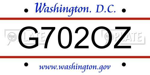 G702OZ District Of Columbia License Plate