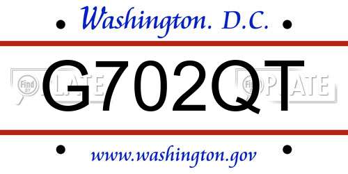 G702QT District Of Columbia License Plate