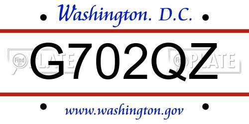 G702QZ District Of Columbia License Plate