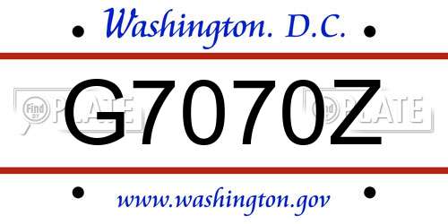 G7070Z District Of Columbia License Plate