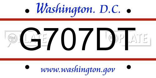 G707DT District Of Columbia License Plate