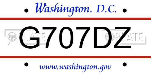 G707DZ District Of Columbia License Plate