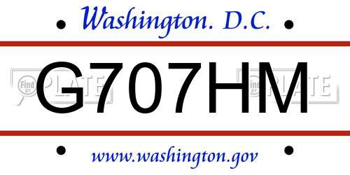 G707HM District Of Columbia License Plate