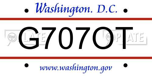 G707OT District Of Columbia License Plate