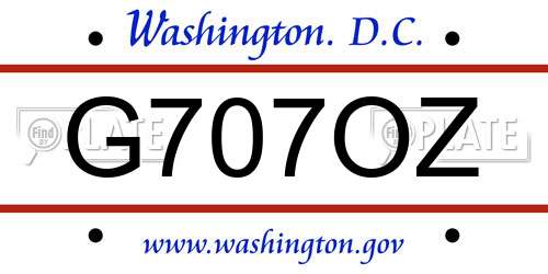 G707OZ District Of Columbia License Plate