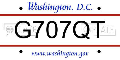 G707QT District Of Columbia License Plate