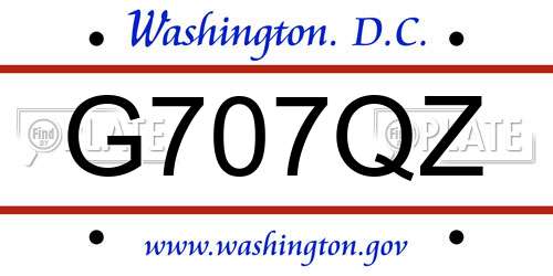 G707QZ District Of Columbia License Plate