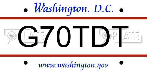 G70TDT District Of Columbia License Plate