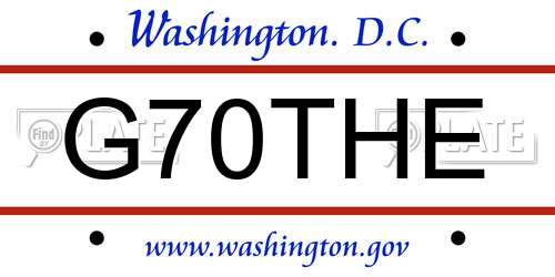 G70THE District Of Columbia License Plate