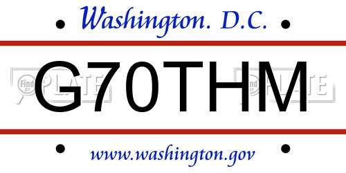 G70THM District Of Columbia License Plate