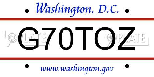G70TOZ District Of Columbia License Plate