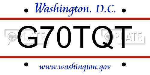 G70TQT District Of Columbia License Plate