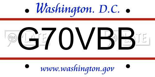 G70VBB District Of Columbia License Plate