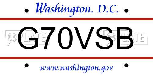 G70VSB District Of Columbia License Plate