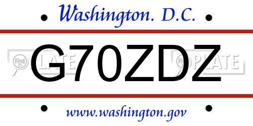 G70ZDZ District Of Columbia License Plate